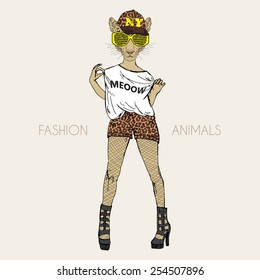 fashion illustration of  leopard dressed up in swag style