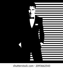 Fashion illustration of man in style Pop art. Vector illustration