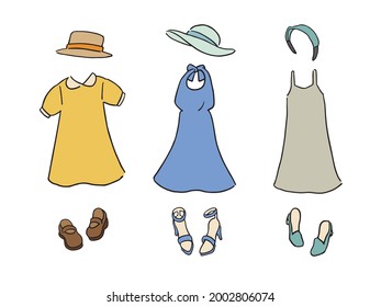 Fashion illustration of one-piece dress