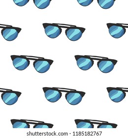 Fashion illustration. Seamless pattern with sunglasses. Black and white doodles background. Good for textile print and wrapping paper