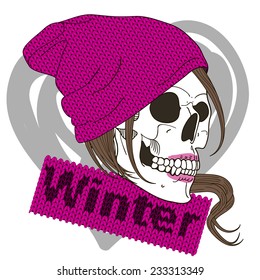 Fashion illustration of skull girl