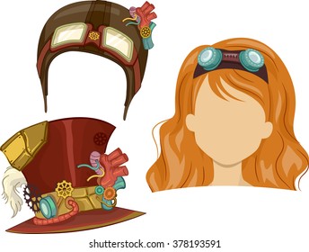 Fashion Illustration of Steampunk Themed Head Wear