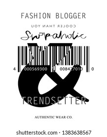 Fashion illustration tee slogan design for t shirts, prints, posters etc / Texts like shopaholic, trendsetter, fashion blogger concept