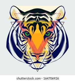 Fashion illustration of tiger head.