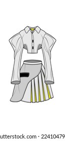 Fashion illustration  vector design jacket  dress  blazer  blouse  pants  crop  top  bottom  suit  one set  front  back  full zipper  pocket 