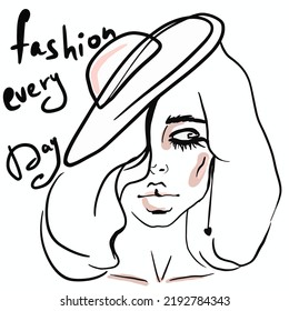 fashion illustration vector girl in a hat