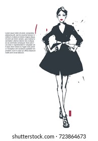 Fashion illustration. Vector hand-drawn sketch.