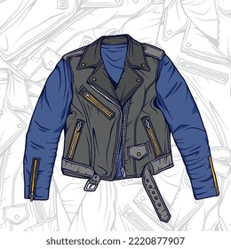 Fashion illustration, vector illustration, jacket, bomber, t-shirt, hoodie, varsity, line art isolated