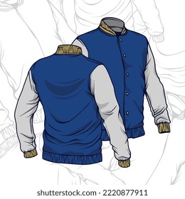 chaqueta de bombardeo de camiseta lisa que se burla de la ilustración en estilo vectorial