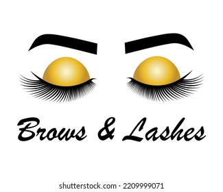 Fashion illustration. Vector illustration of lashes and brows. Logo extensions, lamination of eyelashes. For beauty salon, lash extensions maker, brow master.