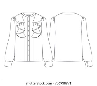 Fashion illustration vector. Women blouse with long sleeves