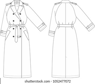 Fashion illustration vector. Women cloak. Technical drawing vector