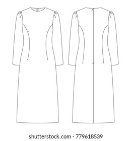Fashion Illustration Vector Women Dress Technical Stock Vector (Royalty ...