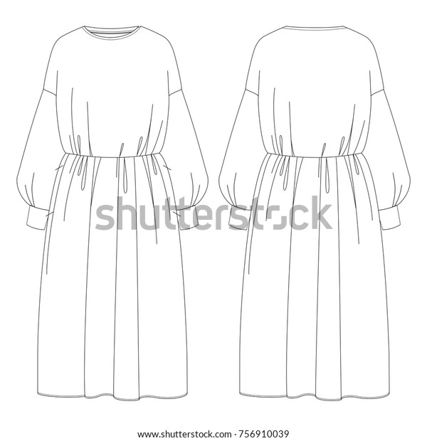 Fashion Illustration Vector Women Jersey Dress Stock Vector (Royalty ...