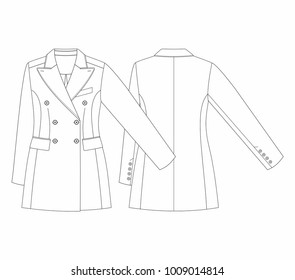 Fashion illustration vector. Women outwear jacket. Technical drawing