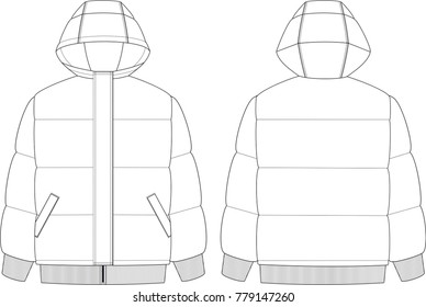 Fashion illustration vector. Women outwear jacket. Technical drawing