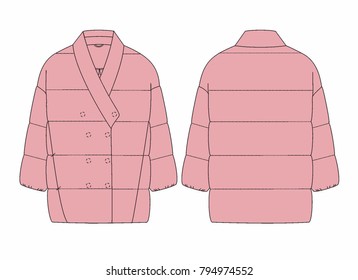 Fashion illustration vector. Women outwear jacket. Technical drawing