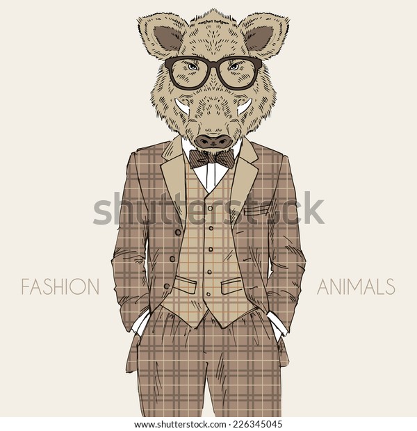 Fashion Illustration Wild Boar Tweed Suit Stock Vector (Royalty Free ...