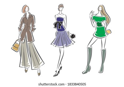 Fashion illustration of the woman