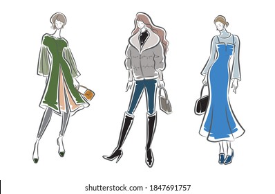 Fashion illustration of the woman