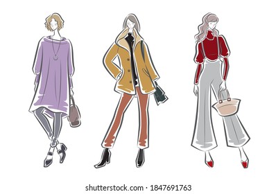 Fashion illustration of the woman