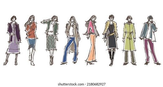 Fashion illustration of the woman.