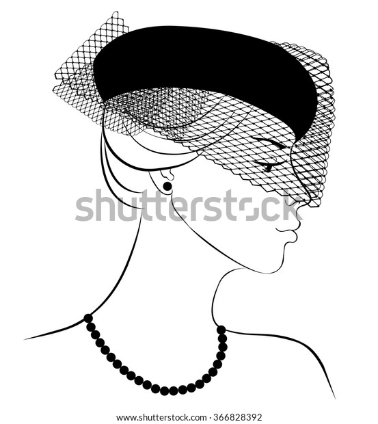 白い背景にベールを持つ帽子の女性のファッションイラスト のベクター画像素材 ロイヤリティフリー 白い背景にベールを持つ帽子の女性のファッションイラスト のベクター画像素材 ロイヤリティフリー
