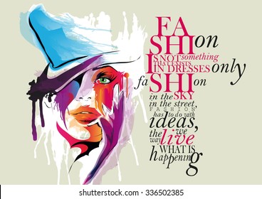 Fashion Illustration, woman with quote 