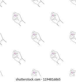 Fashion illustration. Woman's hand . Fist raised up. Girl Power. Feminism concept. Vector illustration in black and white colors. Seamless pattern can be used for textile, web design, surface textures