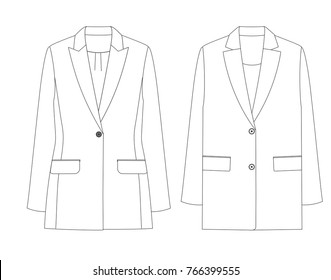 Fashion illustration. Women jacket set. Technical drawing