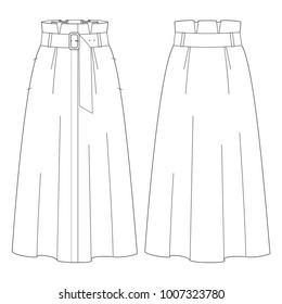 Fashion illustration. Women fashion skirt. Technical drawing vector