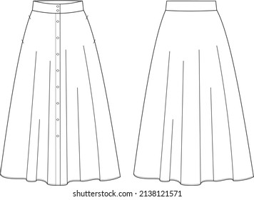 Fashion illustration. Women fashion skirt. Technical drawing vector