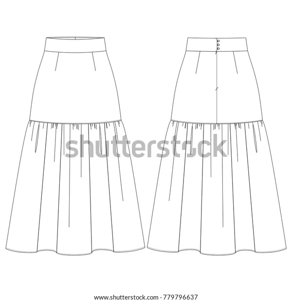 Fashion Illustration Women Fashion Skirt Technical Stock Vector ...