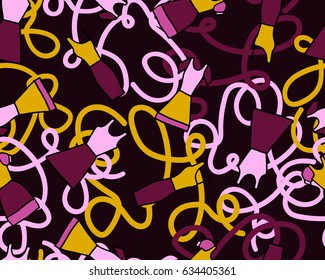 Fashion illustration,seamless pattern.Vector hand drawn fashionable women clothes and accessories backdrop.Summer dress,vacation wear.Retro Sketches fabric,wallpaper,cute background.