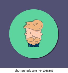 Fashion Image of young bearded man in the bow tie. Icon  of young bearded man in the bow tie