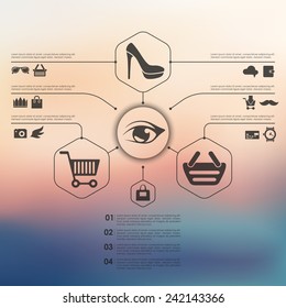 fashion infographic with unfocused background
