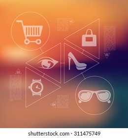 fashion infographic with unfocused background