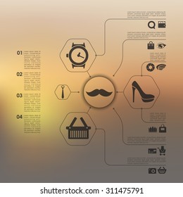 fashion infographic with unfocused background