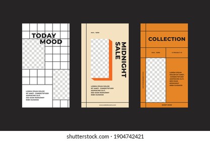 Fashion instagram stories template. Vector illustration.	