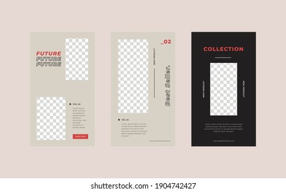 Fashion instagram stories template. Vector illustration.	
