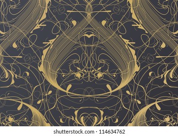 Fashion interior wallpaper pattern.Floral themed ornate seamless pattern.