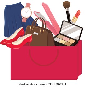 Fashion item in a paper bag. Vector illustration.