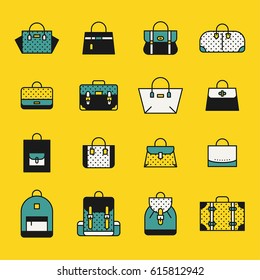 fashion item A wide range of bags object vector illustration flat design