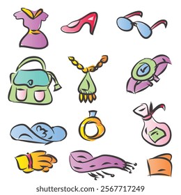 Fashion Items Icon and Symbol Set