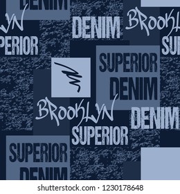 Fashion Jeans Graphics typography, Artwork apparel stencil. Graphics for T-shirt print product, apparel. Seamless fabric pattern for original sportswear.