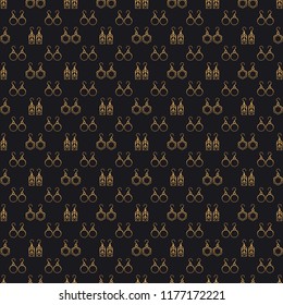 Fashion jewelry vector seamless pattern. Golden women's accessories luxury background. Beautiful texture with lady's different earrings