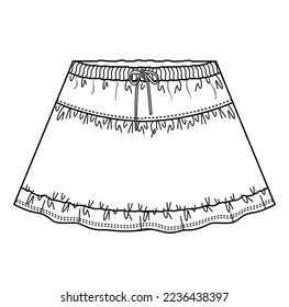 fashion kids girl modern  skirt drawing