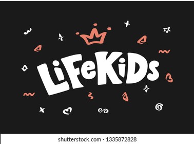 Fashion Kids Hand-drawn Template Vector. Logo 