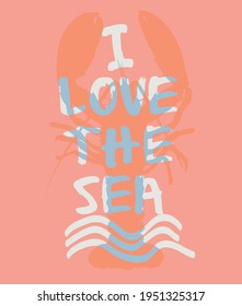 Fashion kids print with 
cute sea animals and slogan. Vector hand draw illustration