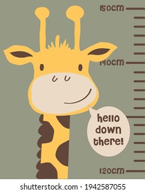 Fashion kids print with giraffe and slogan. Vector hand drawn illustration.